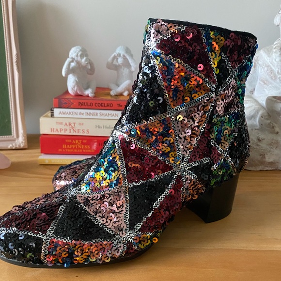 I Love Billy Nellie Black Multi Tri Sequin Size 9 (40) - Picture 3 of 10